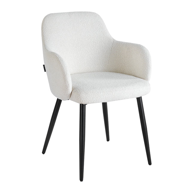 Salon chair 4RICO Intra White with Soft Sherpa Upholstery, Rounded Backrest, Armrests and Black Frame – image 1