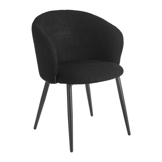 Salonstoel 4RICO Asola Zwart met Zachte Sherpa Bekleding, Afgeronde Rugleuning, Armleuningen en Zwart Frame – foto 1