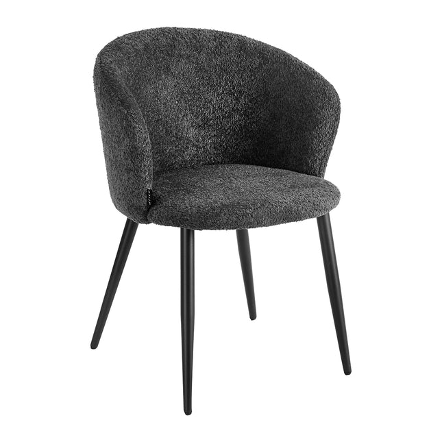 Salonstoel 4RICO Verso Zwart met Zachte Sherpa Bekleding, Geprofileerde Rugleuning, Armleuningen en Zwart Frame – foto 1