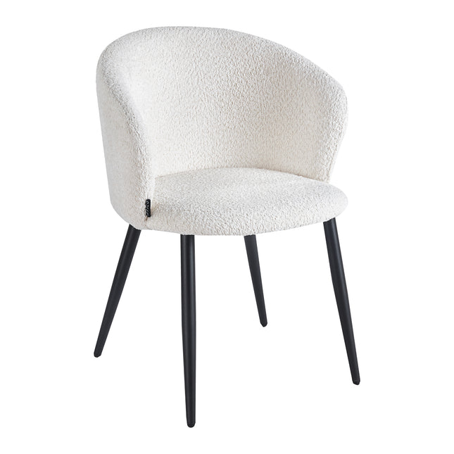 Salonstoel 4RICO Verso Wit met Zachte Sherpa Bekleding, Geprofileerde Rugleuning, Armleuningen en Zwart Frame – foto 1