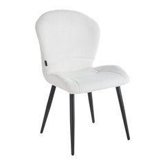 4Rico Lucente Stoel Wit met Zachte Sherpa Bekleding, Geprofileerde Rugleuning en Zwart Metalen Frame – foto 1