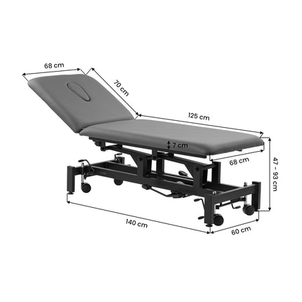 Hydraulische Revalidatietafel Balance Solidum 5 Grijs met Verstelbare Hoofdsteun en Transportwielen