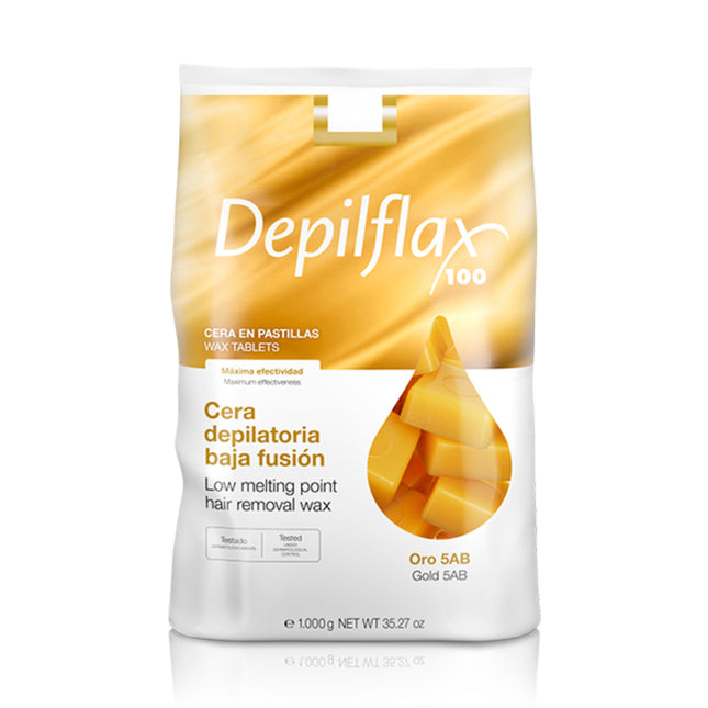 Cire dépilatoire flexible Depilflax 100 à basse température de fusion Oro 5AB or 1000 g