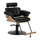 Hairdressing chair Gabbiano Florencja in black and walnut with a black base