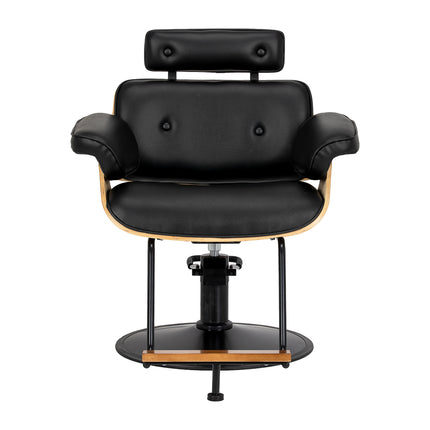 Hairdressing chair Gabbiano Florencja in black and walnut with a black base