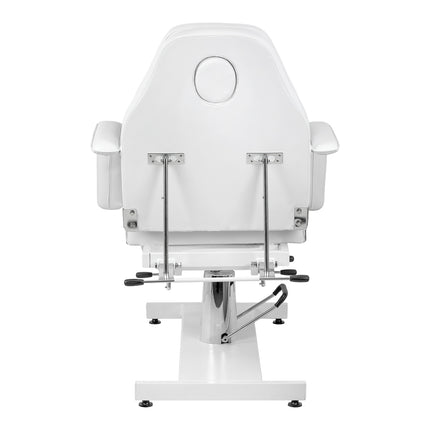 Hydraulische Pedicurestoel Sillon 210 Wit met Wiegfunctie, Gesplitste Voetsteun en Ligstand