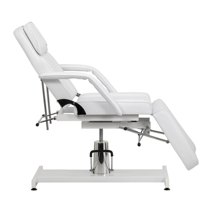 Hydraulische Cosmetische Stoel Sillon 210 Wit met Wiegfunctie, Draaibare Zitting en Ligstand