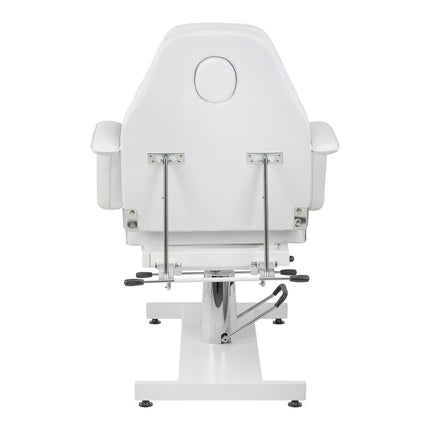 Hydraulische Cosmetische Stoel Sillon 210 Wit met Wiegfunctie, Draaibare Zitting en Ligstand