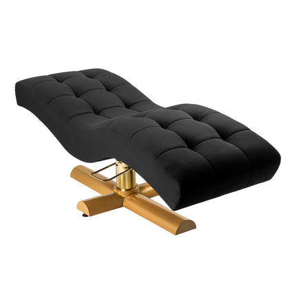 Sillon Corona Hydraulische Wimperbehandelstoel Zwart Velours met Goudkleurige Draaibare Basis – foto 2