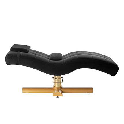 Sillon Corona Hydraulische Wimperbehandelstoel Zwart Velours met Goudkleurige Draaibare Basis – foto 3