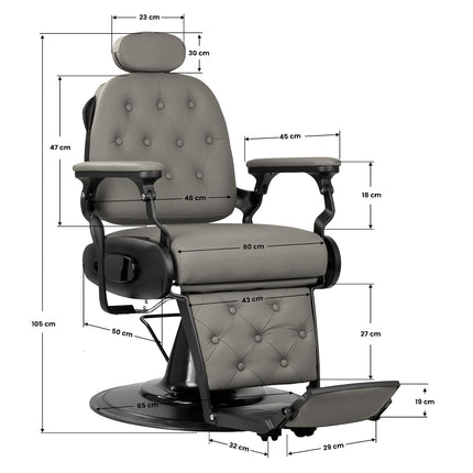 Barber chair Gabbiano Francesco grey with a black base