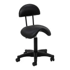 Ergonomische Cosmetische Kruk 6001 Zwart met Rugleuning, Zadelzitting en Zwarte Voet