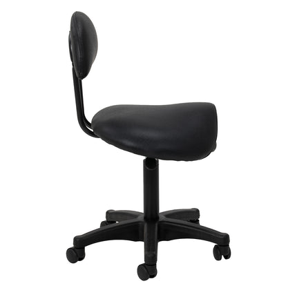 Ergonomische Cosmetische Kruk 6001 Zwart met Rugleuning, Zadelzitting en Zwarte Voet