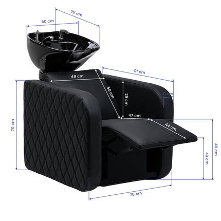Electric hairdressing wash unit with massage function Gabbiano Sylvia Plus black