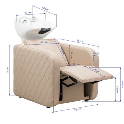 Electric hairdressing wash unit with massage function Gabbiano Sylvia Plus beige