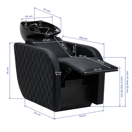 Electric hairdressing wash unit with massage function Gabbiano Ines black