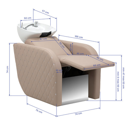 Electric hairdressing wash unit with massage function Gabbiano Ines beige
