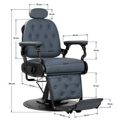 Barber chair Gabbiano Francesco graphite with brushed frame second class