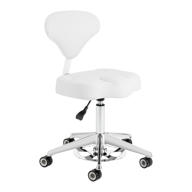 Beauty stool AZZURRO 156-F with Bump-Up Height Control – Snow White