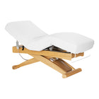 Sillon Siesta table de soins SPA électrique – blanc, piètement bois clair – photo 1