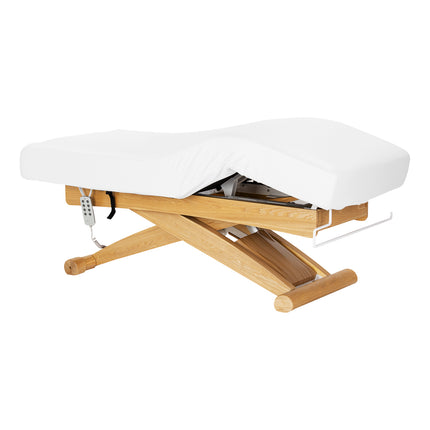 Sillon Siesta table de soins SPA électrique – blanc, piètement bois clair – photo 2