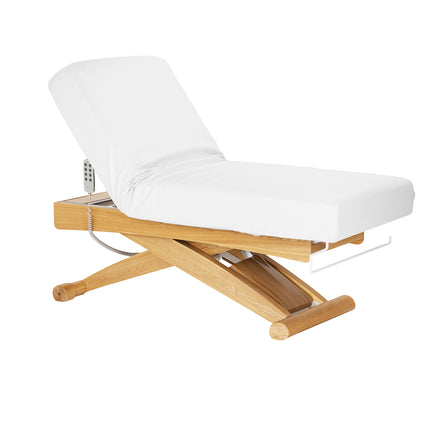 Sillon Siesta table de soins SPA électrique – blanc, piètement bois clair – photo 3