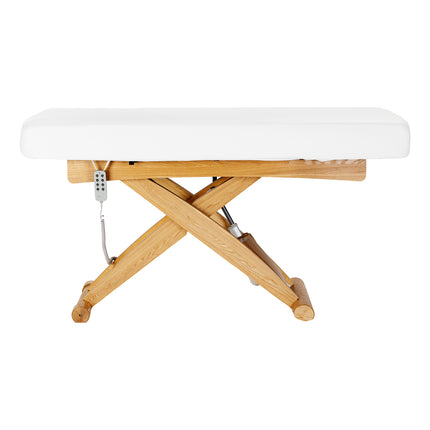 Sillon Siesta table de soins SPA électrique – blanc, piètement bois clair – photo 6
