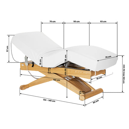 Sillon Siesta table de soins SPA électrique – blanc, piètement bois clair – photo 19