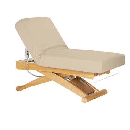 Sillon Siesta table de soins SPA électrique – beige, piètement bois clair – photo 3