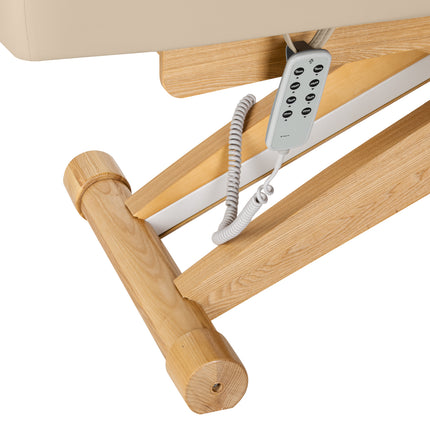 Sillon Siesta table de soins SPA électrique – beige, piètement bois clair – photo 16