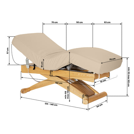 Sillon Siesta table de soins SPA électrique – beige, piètement bois clair – photo 20