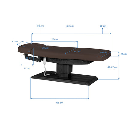 Sillon Relax table de soins SPA électrique – marron foncé, piètement noir – photo 20