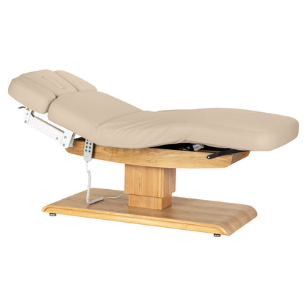 Sillon Relax table de soins SPA électrique – beige, piètement bois clair – photo 1