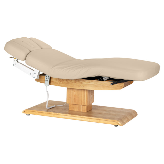 Sillon Relax elektrisch SPA-behandelbed – beige, licht houten onderstel – foto 1