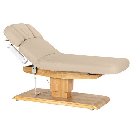 Sillon Relax table de soins SPA électrique – beige, piètement bois clair – photo 2