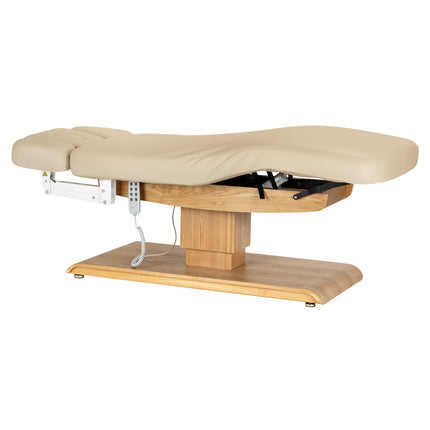 Sillon Relax table de soins SPA électrique – beige, piètement bois clair – photo 3