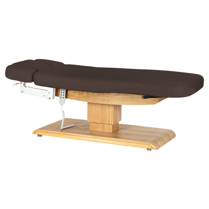 Sillon Relax table de soins SPA électrique – marron foncé, piètement bois clair – photo 4