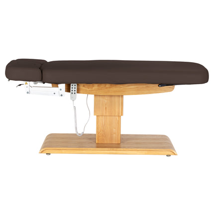 Sillon Relax table de soins SPA électrique – marron foncé, piètement bois clair – photo 6