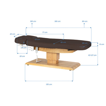 Sillon Relax table de soins SPA électrique – marron foncé, piètement bois clair – photo 20
