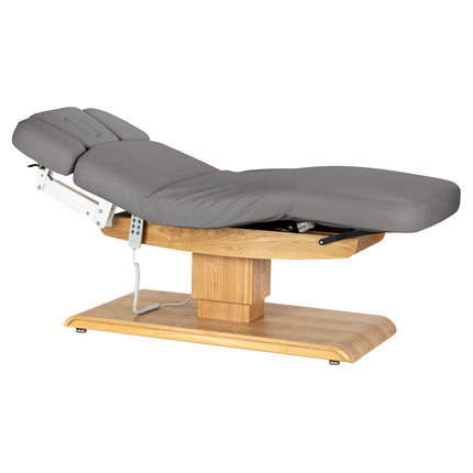 Sillon Relax table de soins SPA électrique – gris, piètement bois clair – photo 1