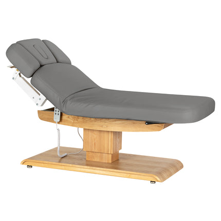 Sillon Relax table de soins SPA électrique – gris, piètement bois clair – photo 2