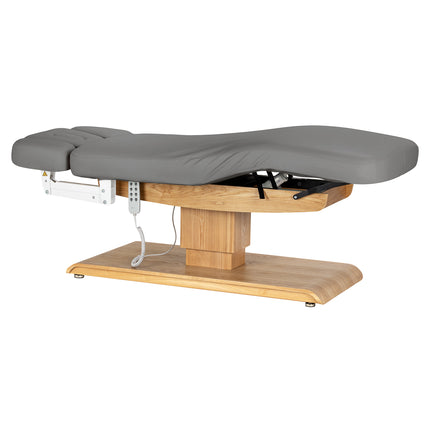 Sillon Relax table de soins SPA électrique – gris, piètement bois clair – photo 3