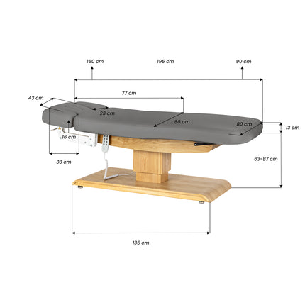 Sillon Relax table de soins SPA électrique – gris, piètement bois clair – photo 20