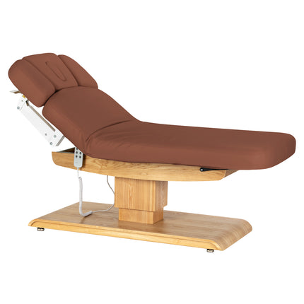 Sillon Relax elektrisch SPA-behandelbed – bruin, licht houten onderstel – foto 2
