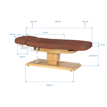 Sillon Relax elektrisch SPA-behandelbed – bruin, licht houten onderstel – foto 20