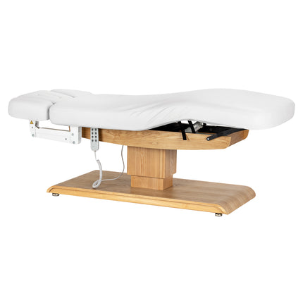 Sillon Relax elektrisch SPA-behandelbed – wit, licht houten onderstel – foto 3
