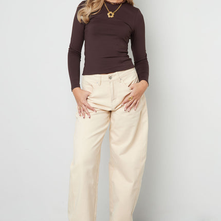 Gebreide Nylon Vrouwen Lange Mouw Top Basis Solide Kleur