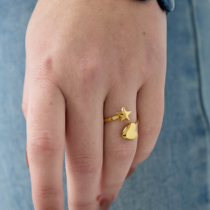 Ring met hart en ster