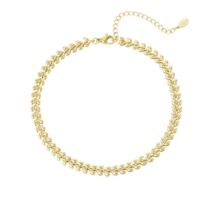 Enkelbandje bladeren Goud kleur Stainless Steel