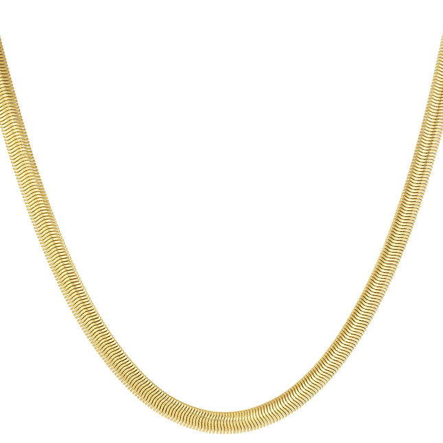 Unisex ketting plat met structuur - Goud kleur-6.0MM